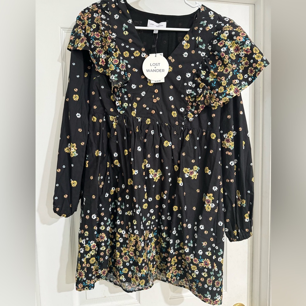Black floral lost and wander dress